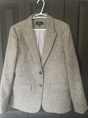 J. Crew Herringbone Gray Tailored Wool-Blend Blazer